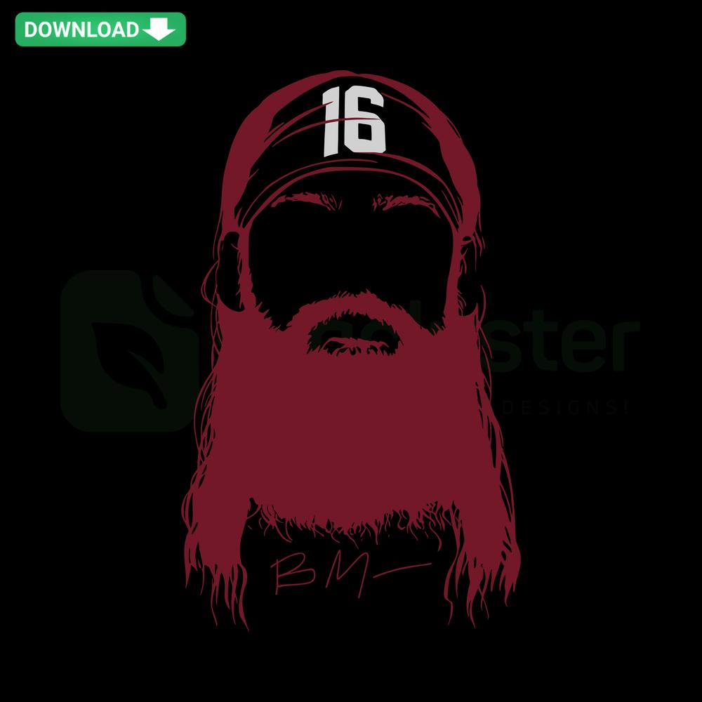 Brandon Marsh Philly Beard Baseball SVG, digital download featuring baseball-themed designs, perfect for Cricut projects.