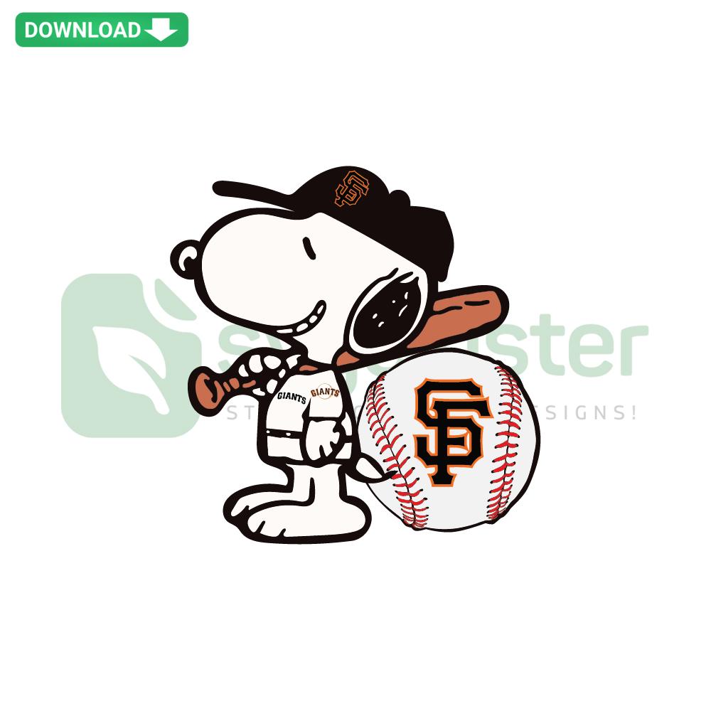 San Francisco Giants Snoopy Baseball SVG, featuring Snoopy in Giants cap, ideal for Cricut projects, digital download available.