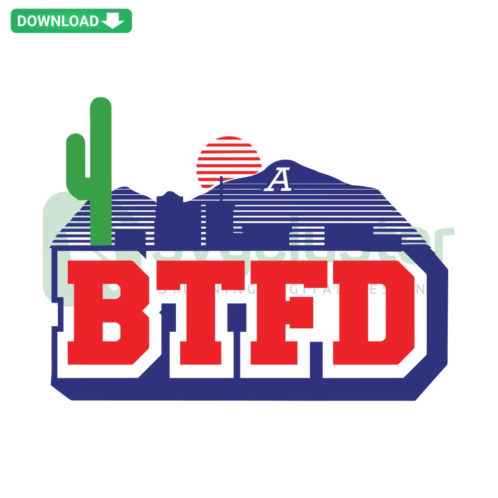 Arizona Wildcats NCAA Team SVG design, digital download for designers, featuring BTFD logo, instant file download, college sports.