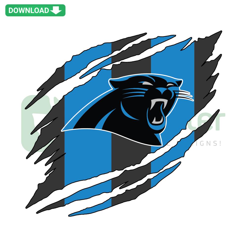 Carolina Panthers Torn NFL SVG, Vector Graphics Download: Bold Panthers logo with distressed tear effect, perfect for DIY crafts.