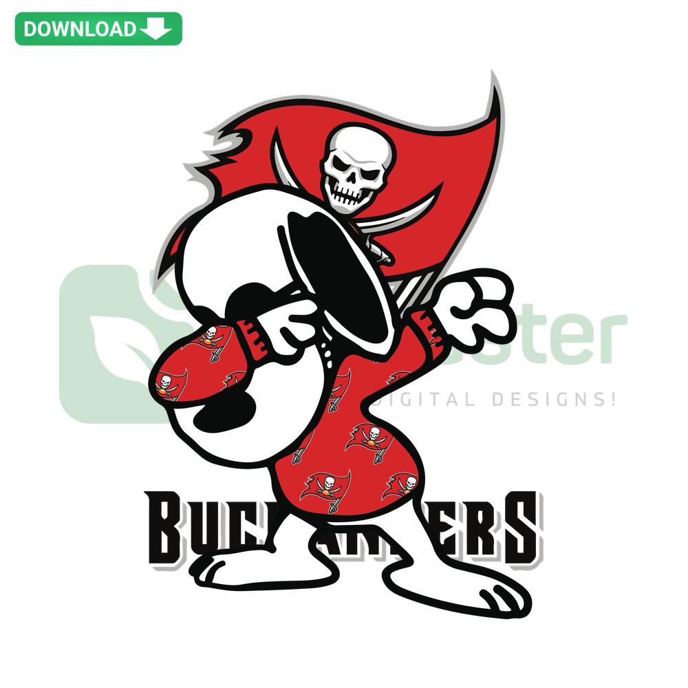 Snoopy wearing a Buccaneers jersey, downloadable SVG design, printable Snoopy Buccaneers graphic for crafting and decor.