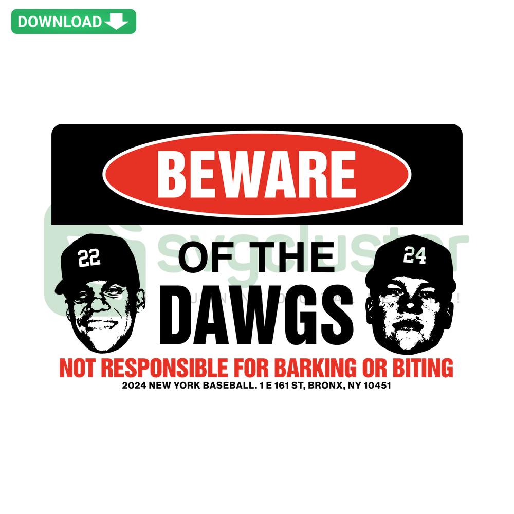 Beware Of The Dawgs Yankees Baseball SVG: Bold vector design featuring Yankees logo, perfect for digital downloads, sports fans.