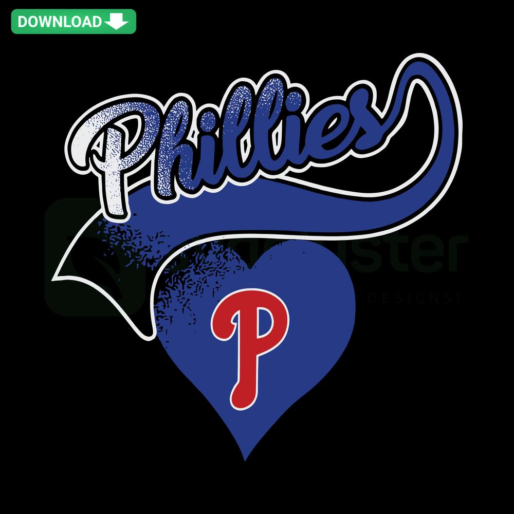 Philadelphia Phillies Heart Baseball Player MLB SVG showcasing a vector design with a heart-shaped baseball featuring team elements.