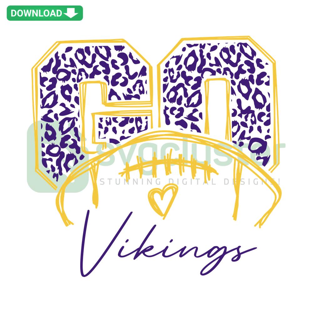 Go Vikings Football Leopard Pattern SVG - Stylish vector design featuring leopard print and football elements for team spirit crafts.