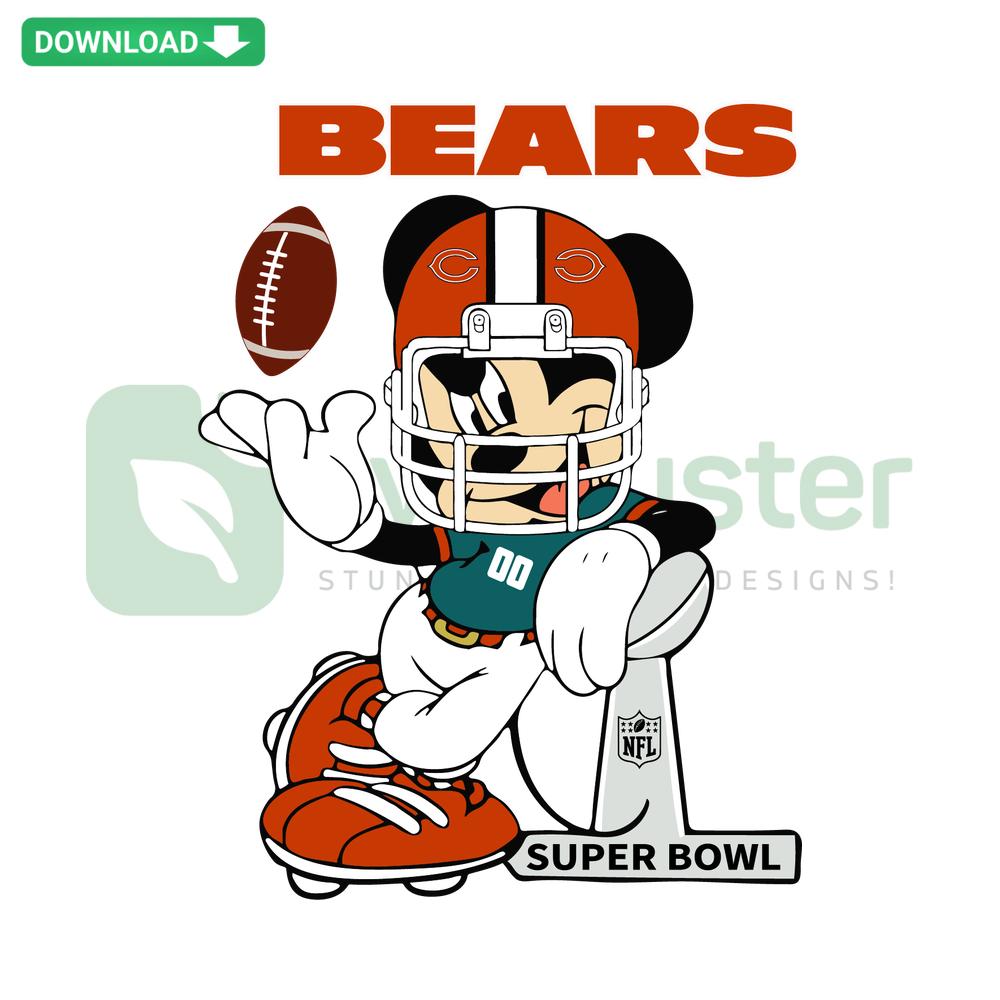 Mickey Mouse Chicago Bears SVG design, perfect for crafts; features Mickey in Bears attire, ideal for sports-themed DIY projects.