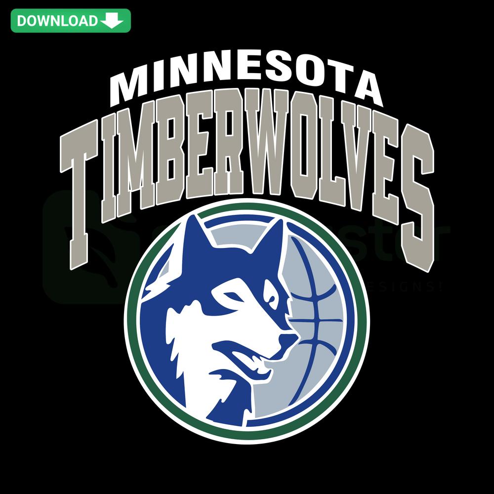 Retro Minnesota Timberwolves SVG Design: Classic basketball graphics for sports projects, perfect for crafts & SVG enthusiasts.