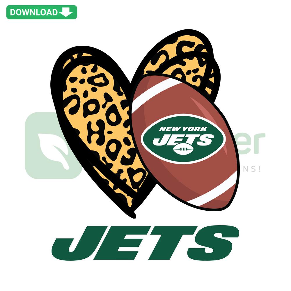 Leopard print heart featuring New York Jets logo, elegant SVG file for crafts. Perfect for NFL-inspired DIY projects.