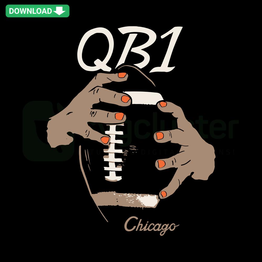 Chicago Bears QB1 Football SVG, Hands Design, Instant Digital Download for Cricut, NFL SVG, Sports Craft Cutting File