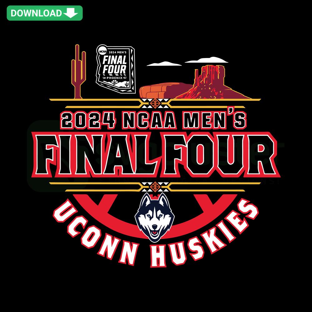 UConn Huskies 2024 Final Four Desert SVG, Clip Art featuring basketball theme, vibrant colors, perfect for sports enthusiasts.
