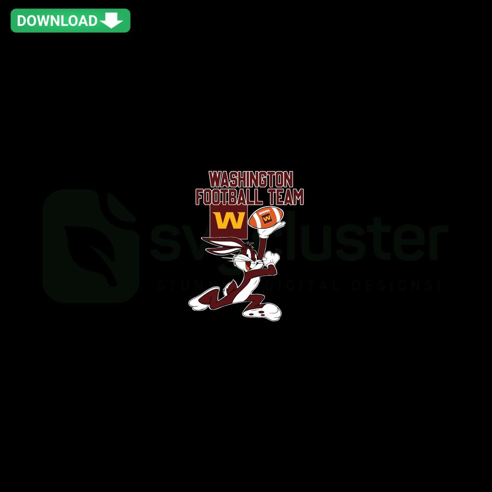 Washington Football Team Bunny SVG with football helmet, SVGCluster Digital Assets for sports-themed designs and crafts.