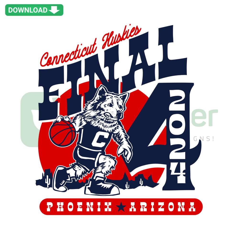 Connecticut Huskies 2024 Basketball SVG, Home Decor Design, Bold Huskies Logo, Blue & White Graphics, Sports-Themed SVG File