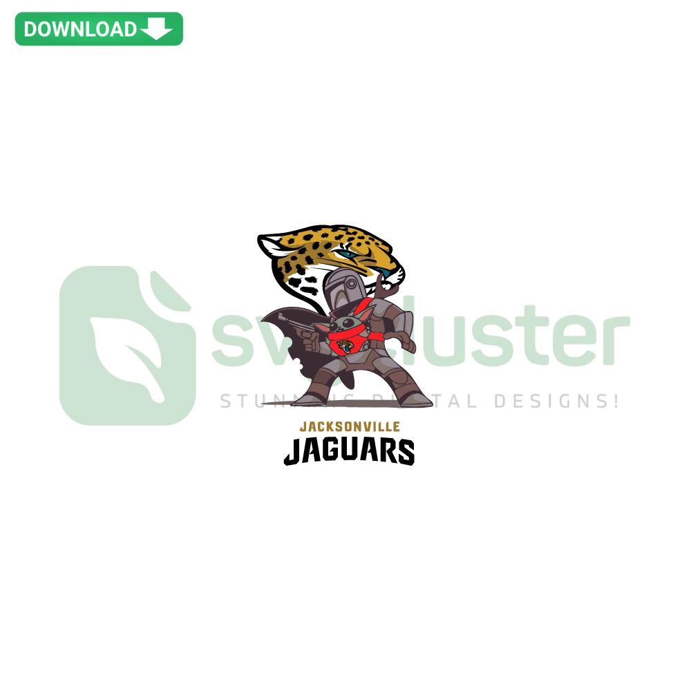Mandalorian Baby Yoda in Jaguars gear, perfect for Cricut projects, SVG for fans of NFL, Star Wars, Baby Yoda, SVG files.
