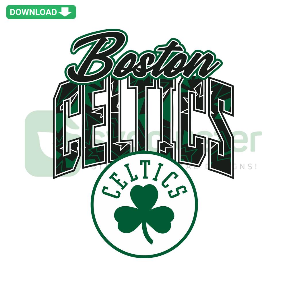 Boston Celtics NBA Team Logo SVG, digital download design for designers, featuring iconic shamrock and green theme, instant access.