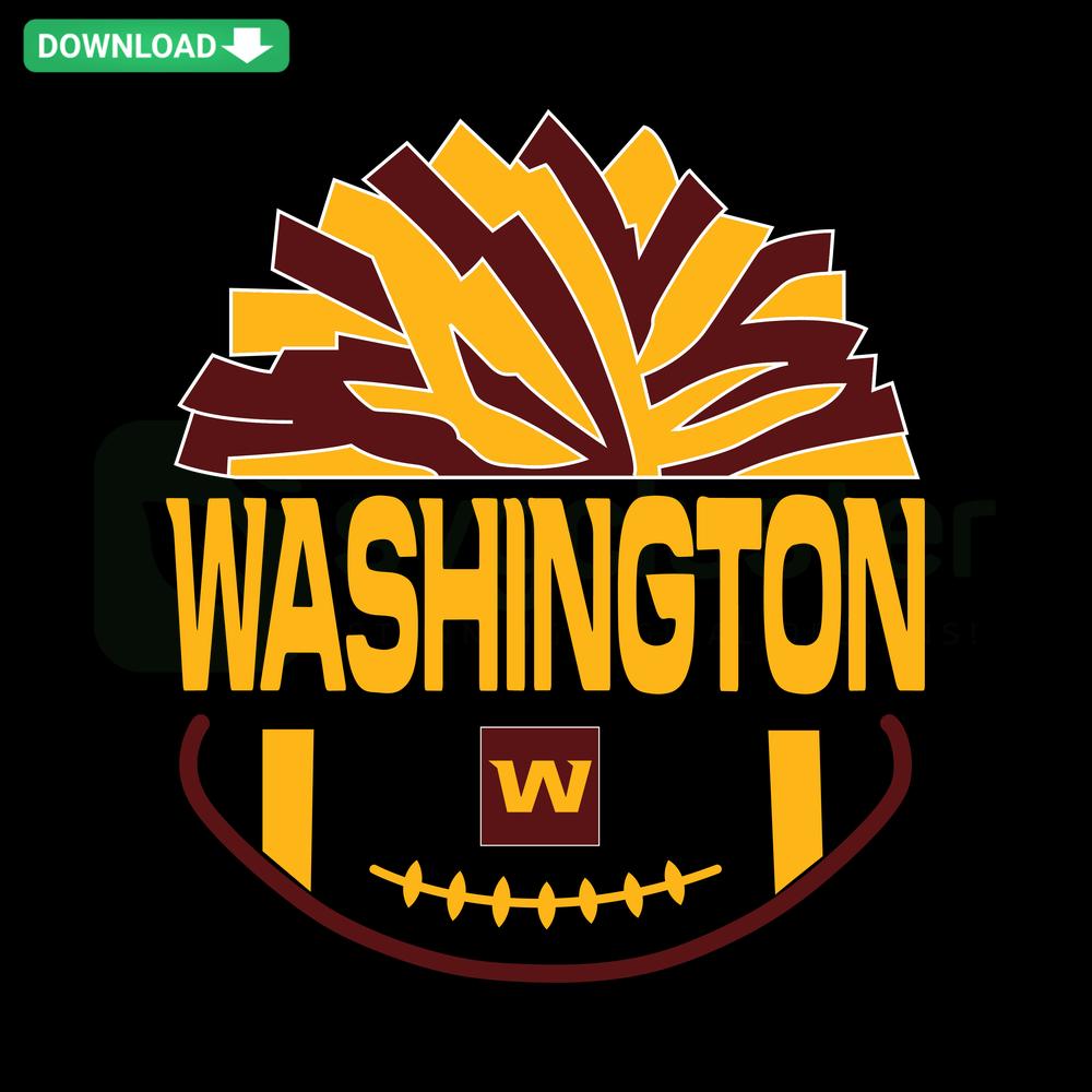 Washington Football Team Pom Poms SVG design for scrapbooking, featuring maroon and gold pom poms with team logo accents.