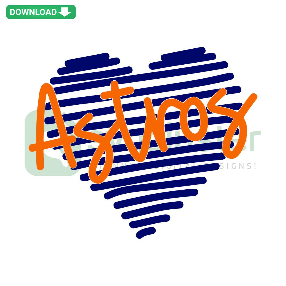 Astros Heart SVG Design: Houston Astros-themed heart-shaped logo, vibrant colors, digital download for Cricut and printable projects.