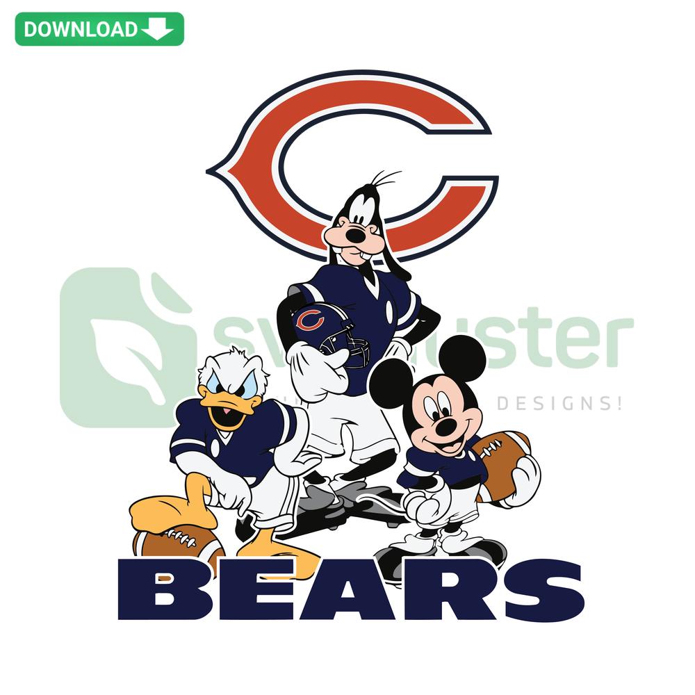 Mickey Mouse Chicago Bears Football SVG with Logo, Commercial Use, Digital Cut File, American Sports Theme, Vector Graphic