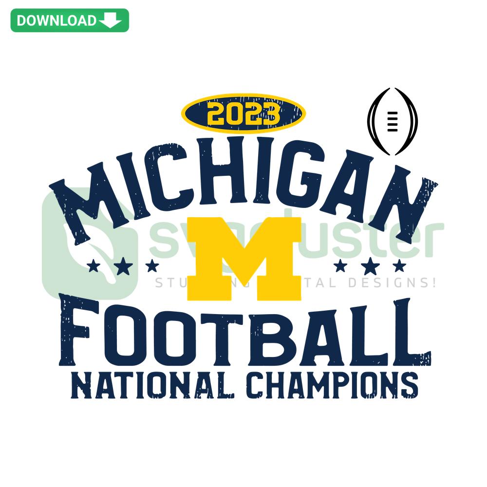 Retro Michigan Football 2023 National Champions SVG, featuring vintage graphic design, perfect for Cricut digital crafts.