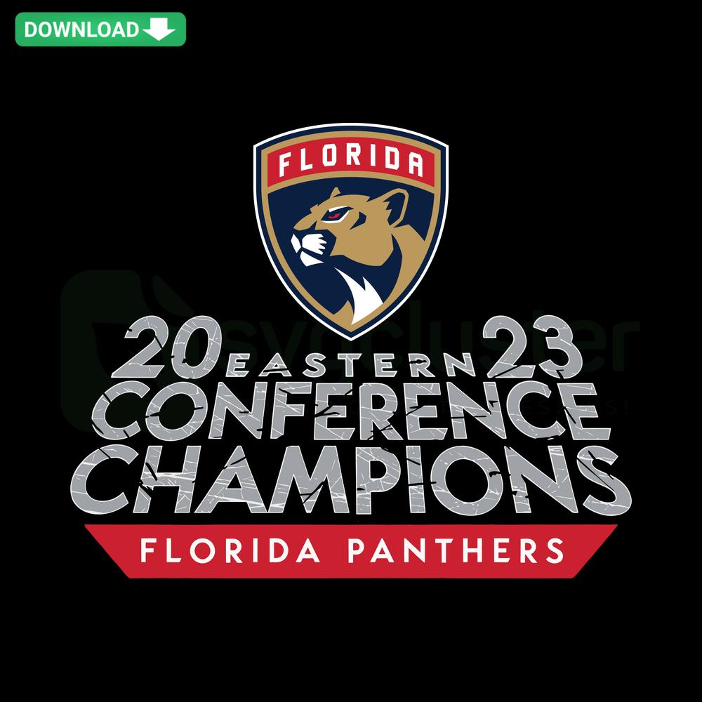 Florida Panthers 2024 Eastern Conference Champions SVG, sports logo, gold and navy design, printable digital download asset.