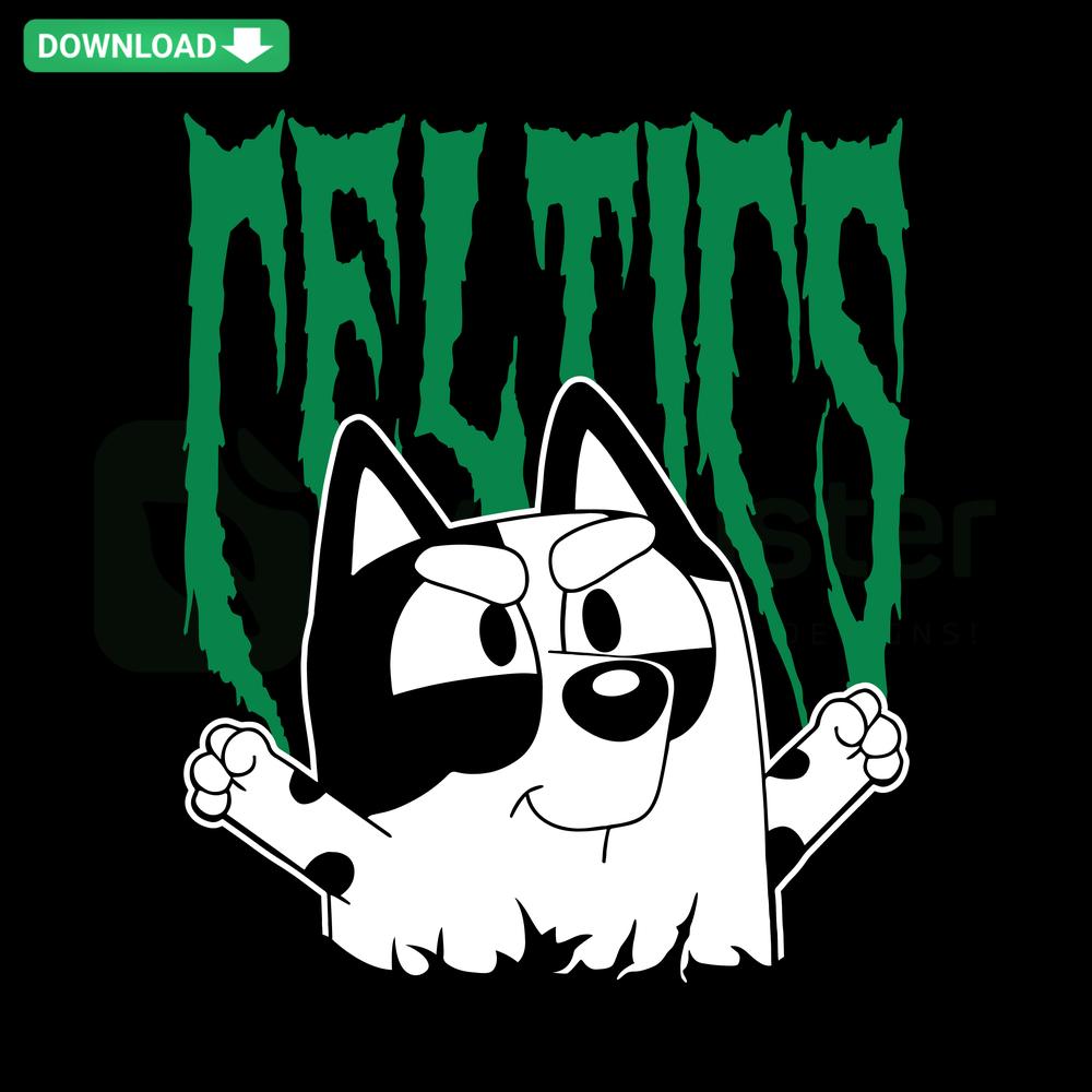 Bluey Muffin Boston Celtics SVG, NBA Cricut Digital Download. Playful design with Celtics logo, perfect for crafting and personalization.