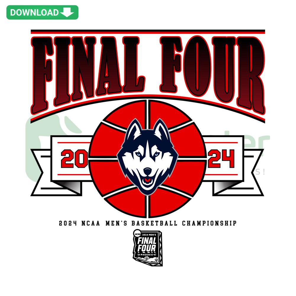 UConn Mens Basketball 2024 Final Four SVG design, blue and white logo, digital download, sports graphic file.