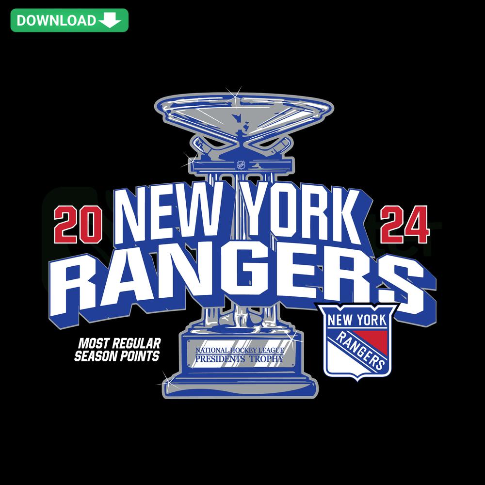 New York Rangers 2024 Presidents Trophy SVG, hockey design for Cricut, featuring trophy and team logo, SVG files.
