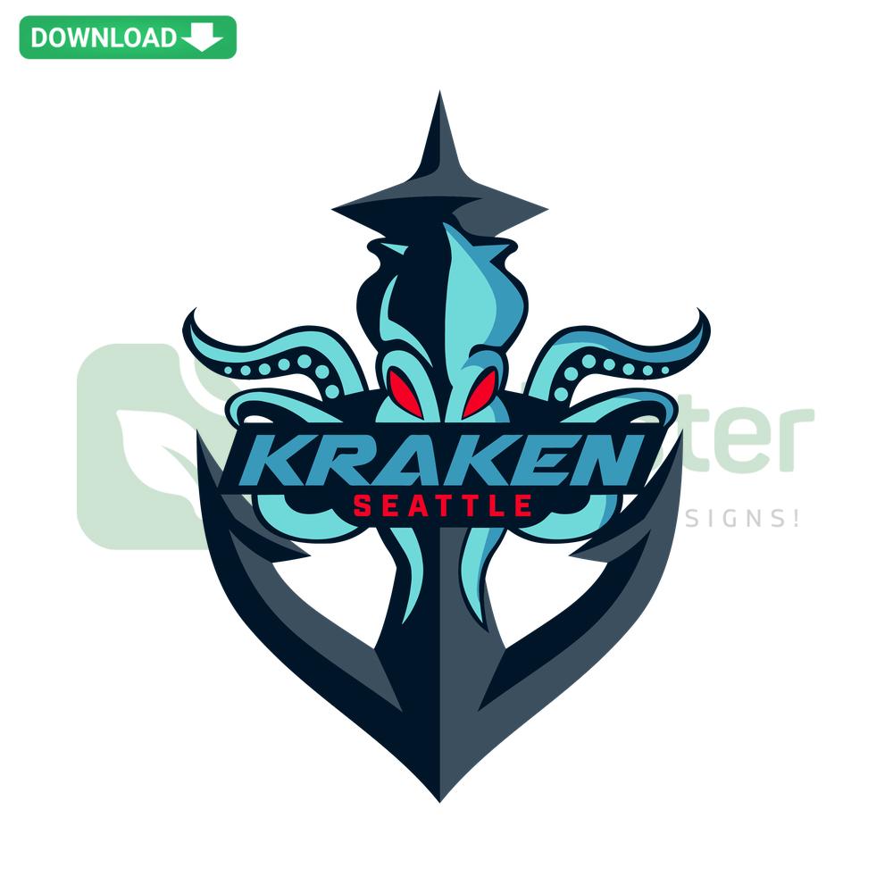 Seattle Kraken Anchor Octopus NHL SVG Design: Digital Download, Printable, Nautical Graphic for Crafts and Apparel