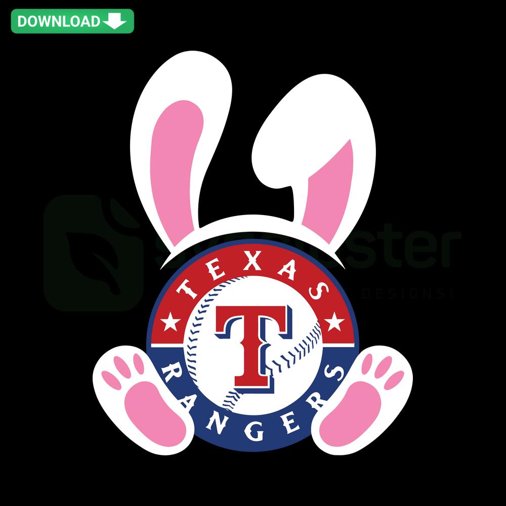 Texas Rangers Easter Bunny SVG: Editable Digital Download for Cricut, Baseball Bunny with Texas Rangers Logo, Perfect for Crafts