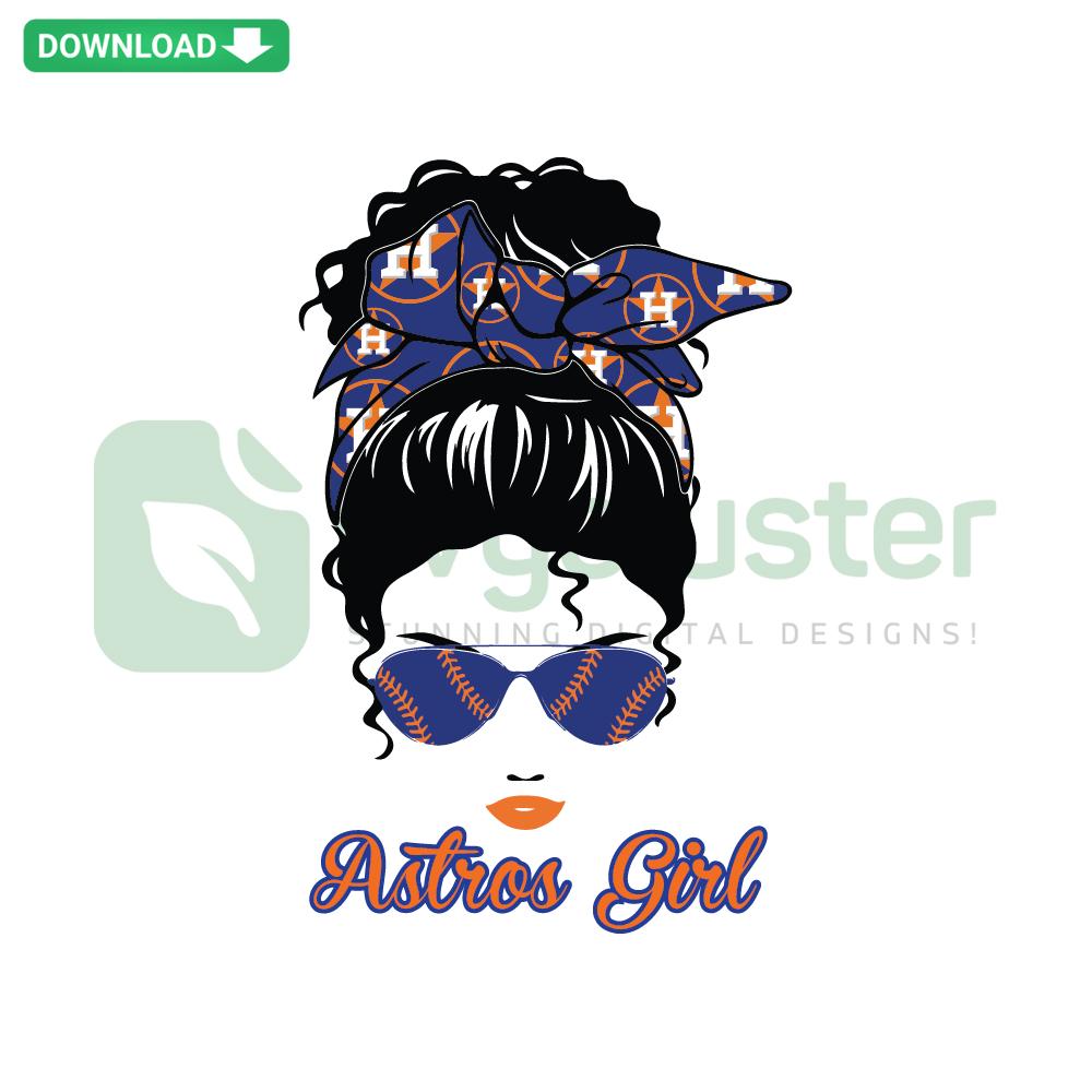 Astros Girl Baseball SVG: Messy Bun, Love Baseball, Instant File Download for Designers, Sports-Themed Digital Art