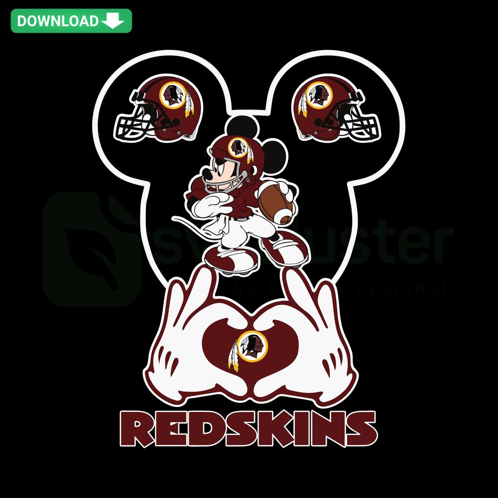 Mickey Mouse SVG with Washington Football theme, perfect for crafts; features unique patterns for fans and crafters alike.