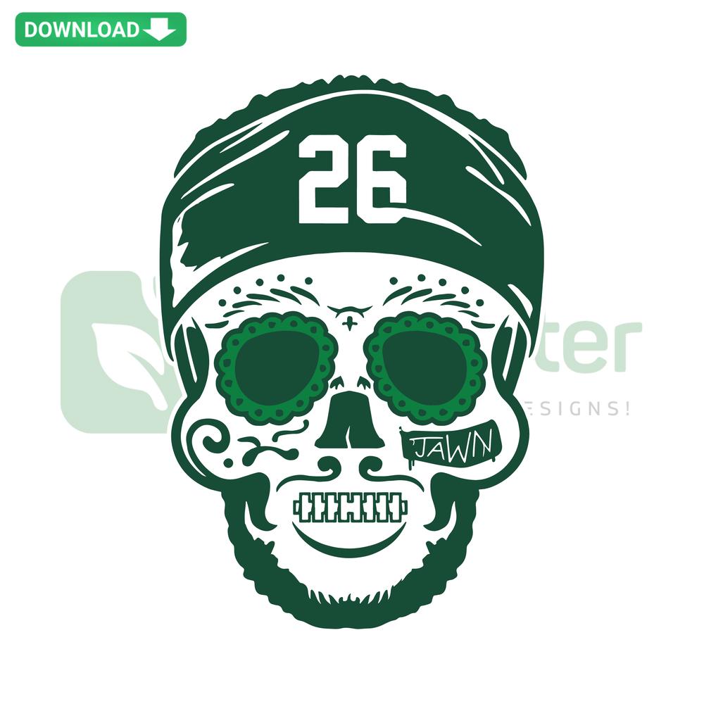 Saquon Barkley Eagles Sugar Skull SVG, vibrant digital art with intricate details, perfect for Eagles fans, SVG file collection.