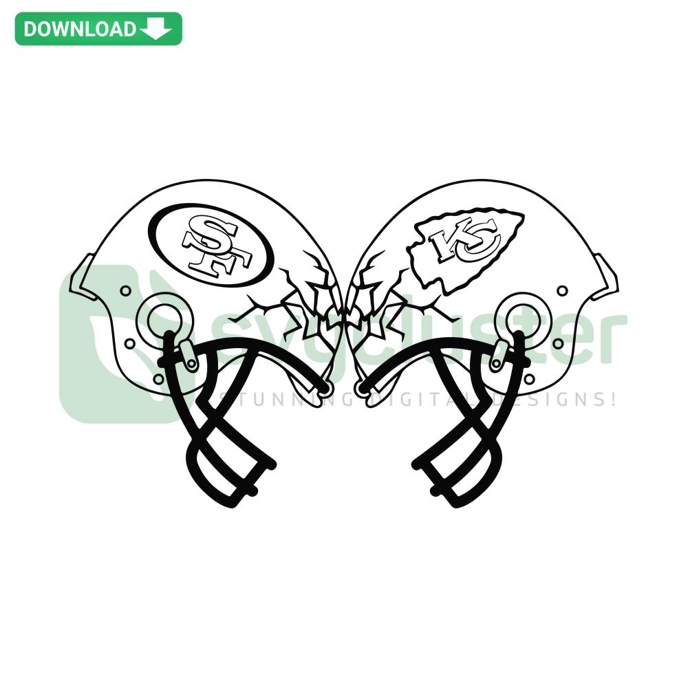 Chiefs Vs 49ers Helmet Clash Superbowl LVIII SVG, Editable for Cricut, NFL Football Design, Digital Cut File