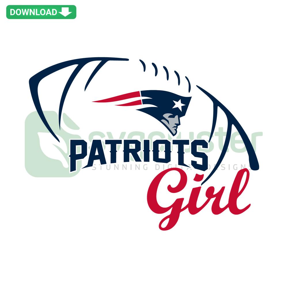 Patriots Girl SVG: Cute female player in football gear with helmet and ball, perfect for crafting projects and digital downloads.