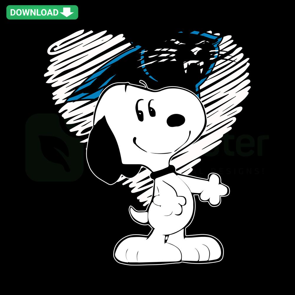 Snoopy Carolina Panthers Heart SVG: Vector Design for Instant Download – Perfect for Designers, NFL Fans, Cricut Projects.
