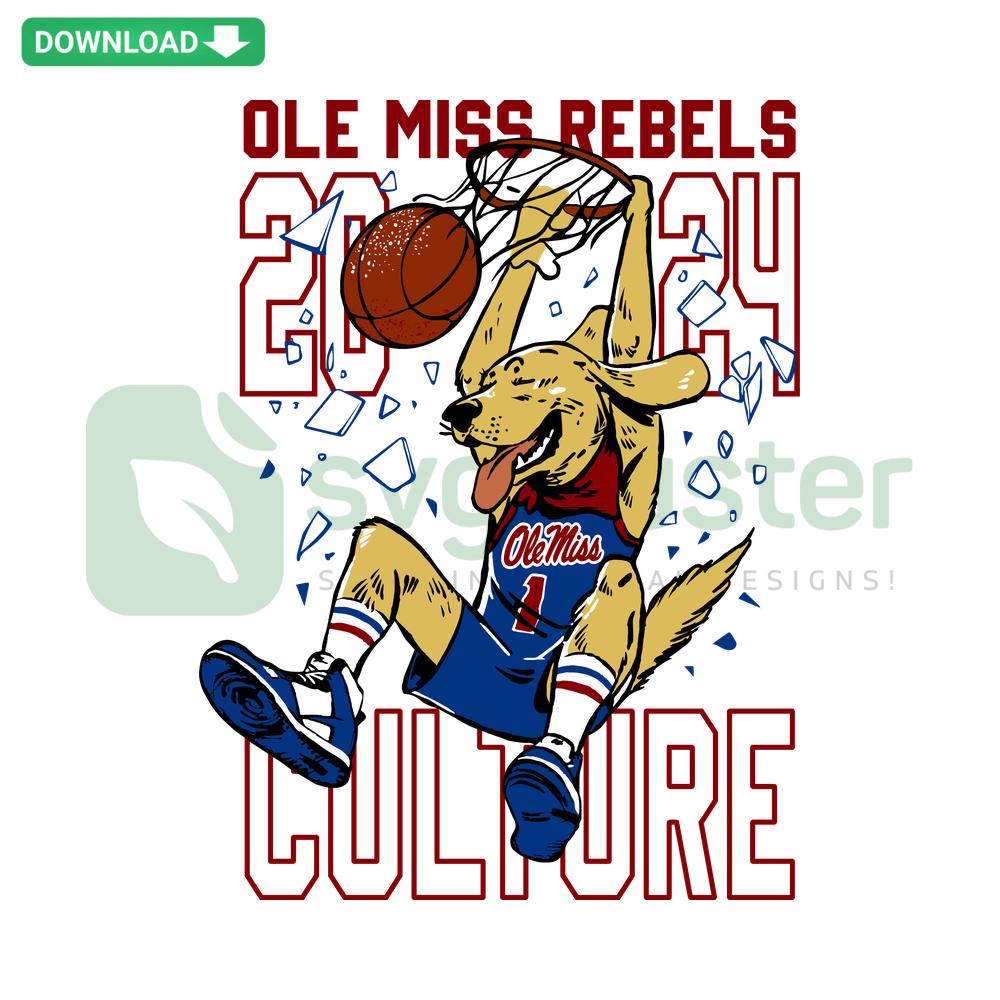 Ole Miss Rebel Basketball 2024 Culture NCAA SVG featuring bold red, blue, and white team-themed designs for crafts and printables.