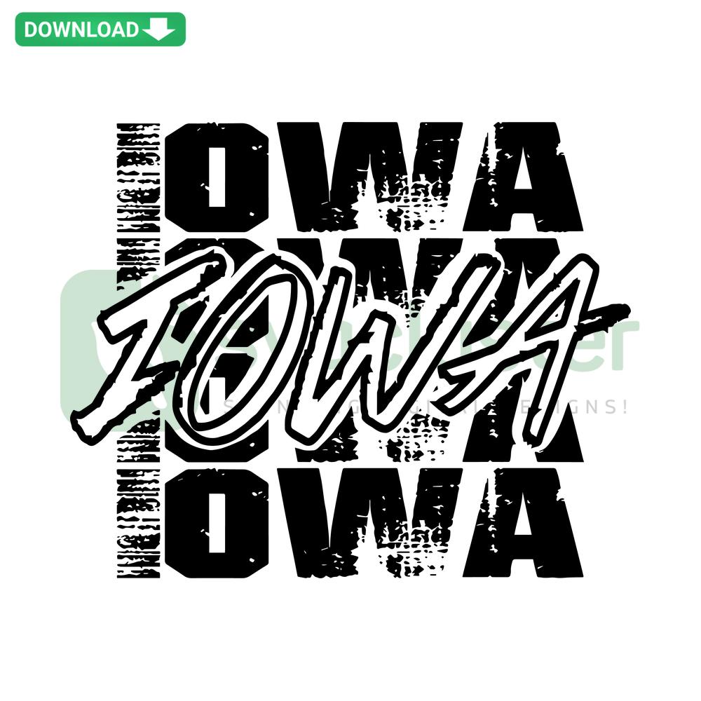 Retro Iowa NCAA Team SVG featuring classic logo and colors, perfect for Cricut projects. Digital download, instant SVG design.