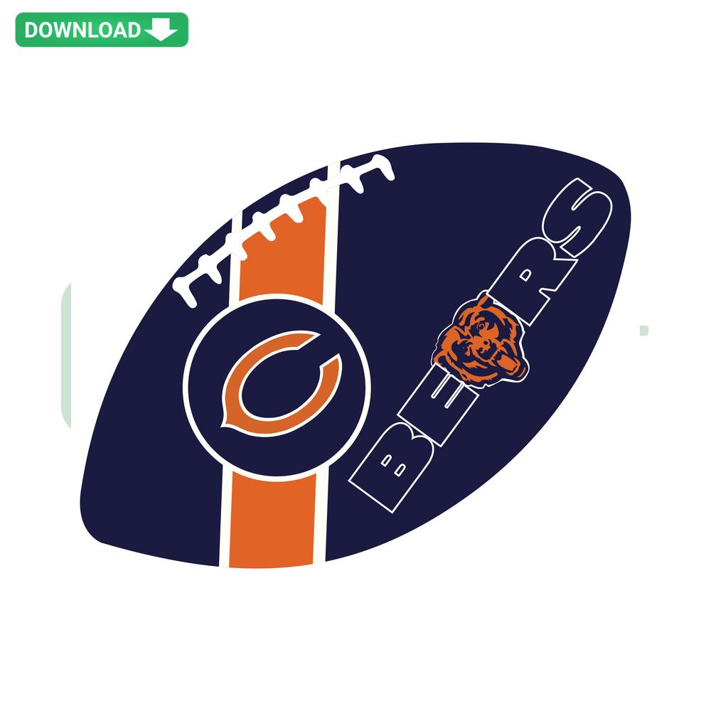 Chicago Bears Football SVG Digital Download: High-quality SVG files featuring Chicago Bears logo and football-themed design.