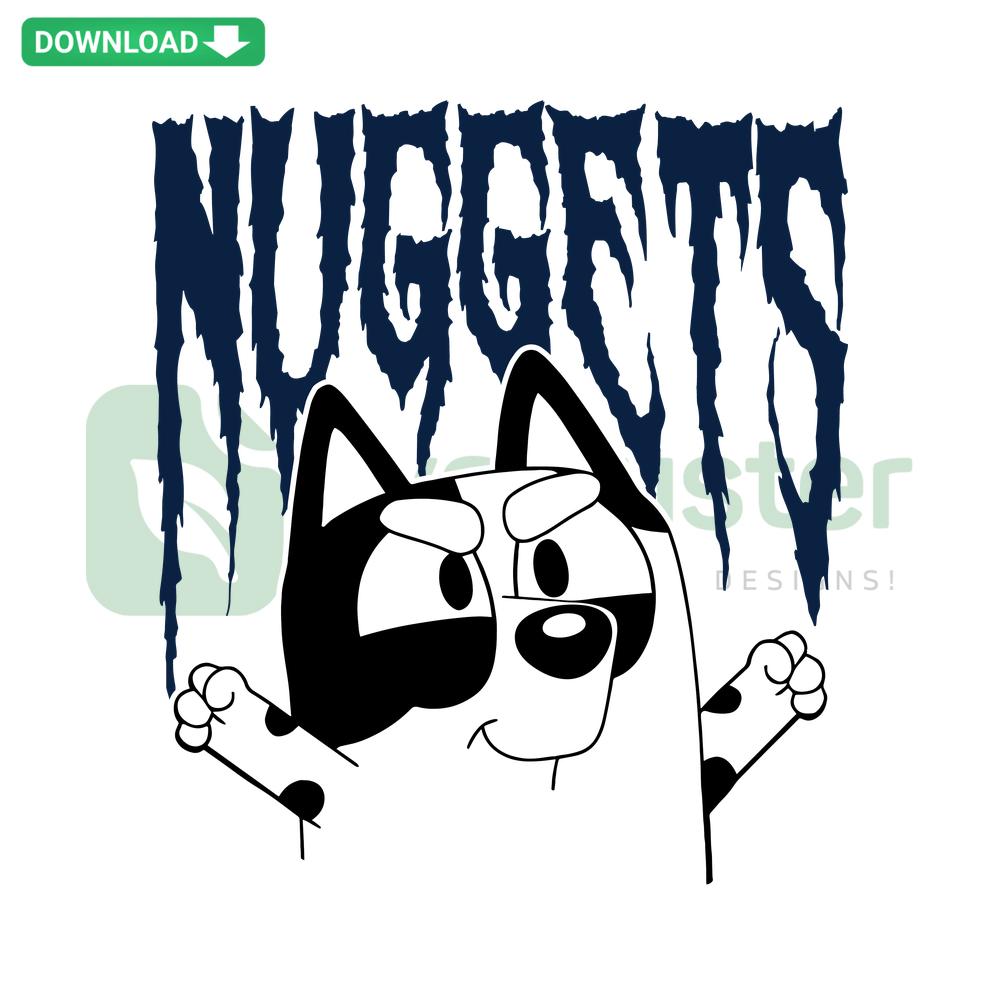 Bluey Muffin Denver Nuggets NBA SVG Design; cute Bluey character in Denver Nuggets basketball gear, perfect for crafting.