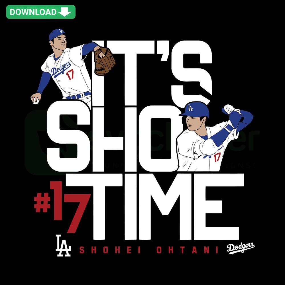 Shohei Ohtani Los Angeles Dodgers SVG design, Cricut graphic files, digital download, baseball-themed, Sho Time text, blue and white.