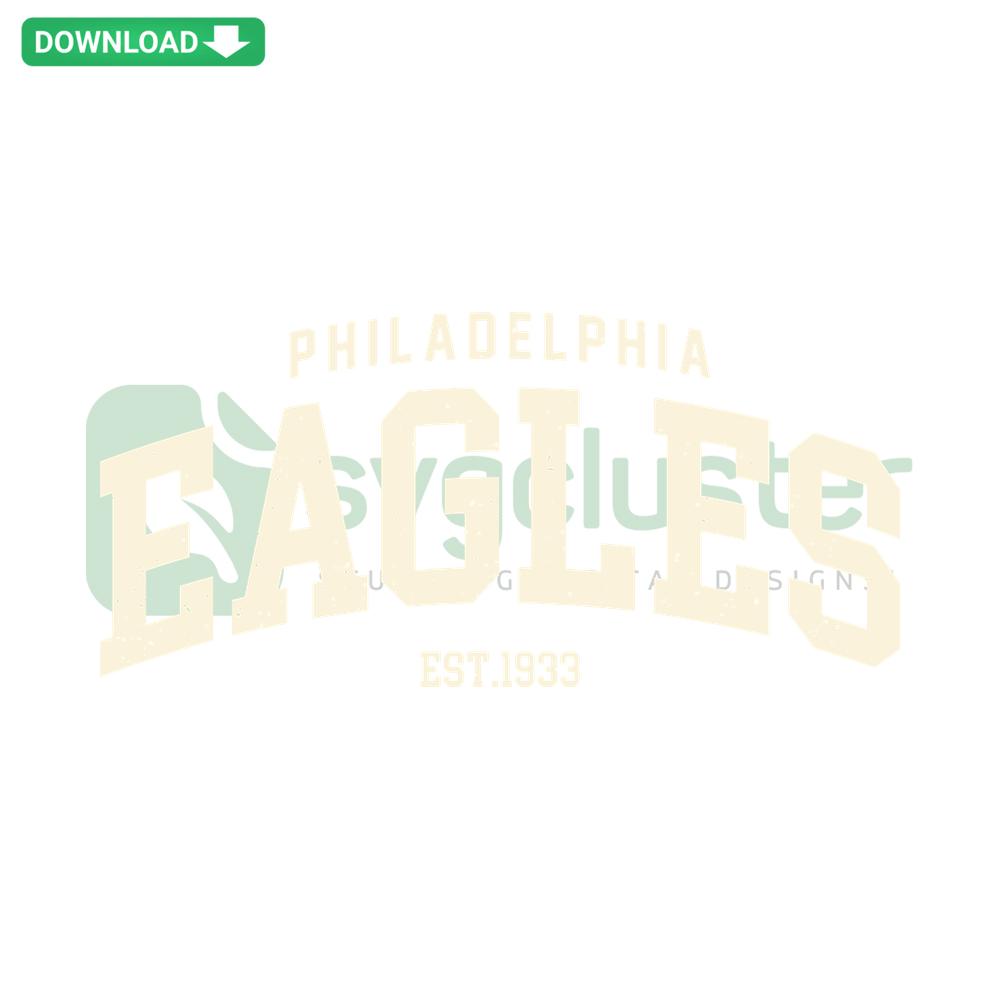 Philadelphia Eagles Est 1933 SVG design featuring vintage football helmet and text, high-quality digital download.