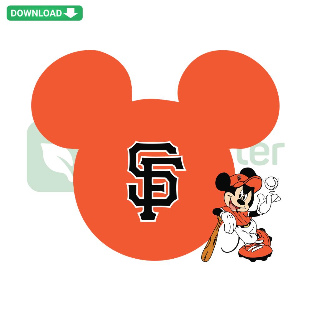Baseball Mickey San Francisco Giants SVG; Craft Patterns Featuring Mickey Mouse in Giants Gear; DIY Sports SVG Template