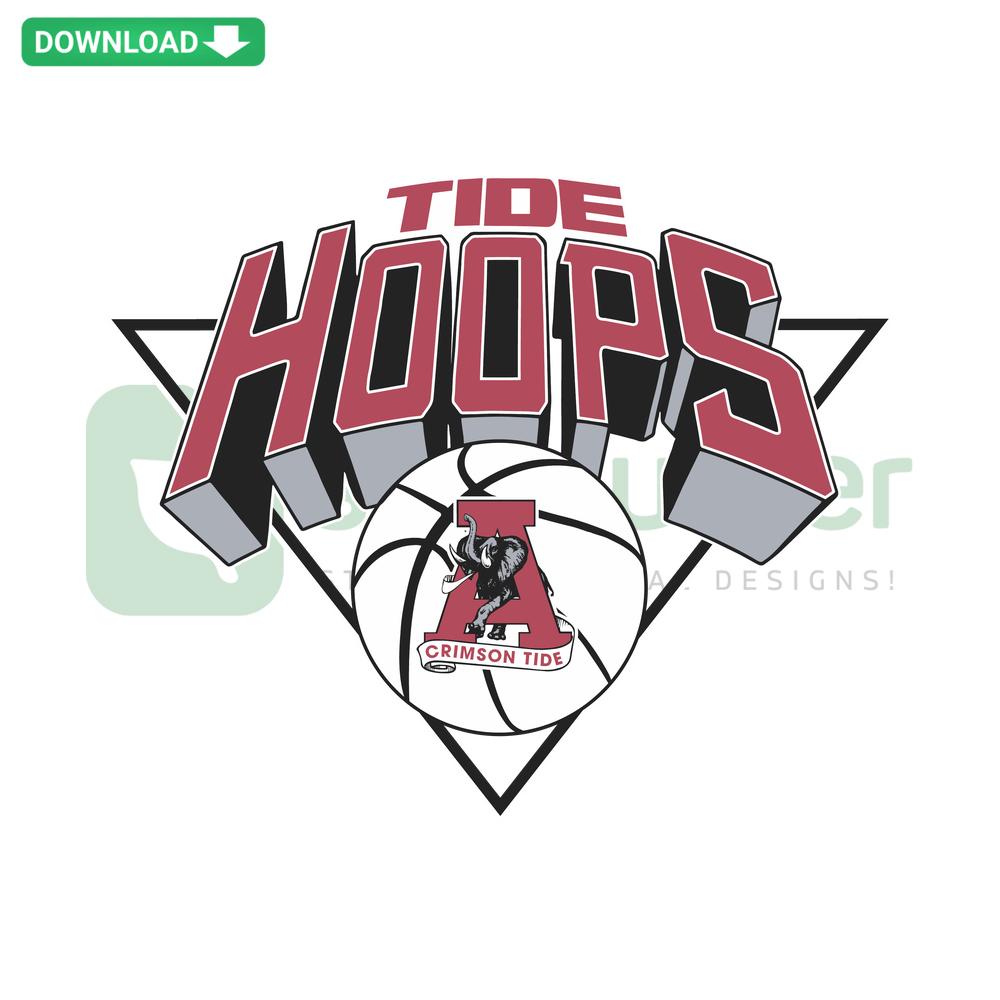 Tide Hoops Crimson Tide Basketball SVG, Alabama themed digital design by SVGCluster, featuring team colors and ball graphics.