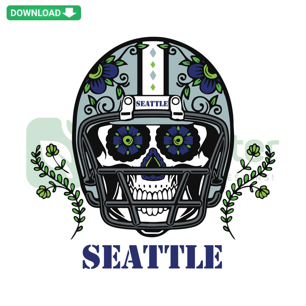Seattle Seahawks Skull Helmet Design SVG, Editable for Cricut & Silhouette, Sporty Art Digital Download, Fan Gear Graphic