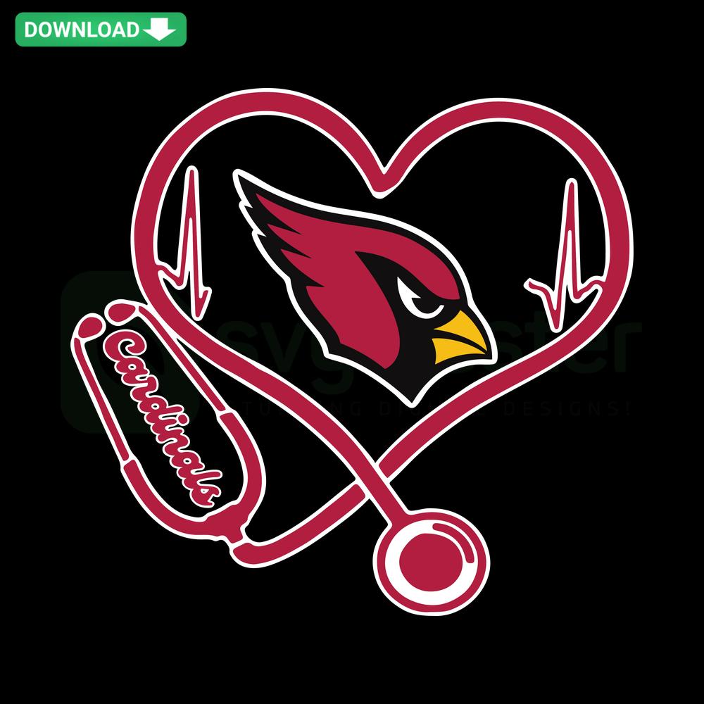 Arizona Cardinals Heart Stethoscope SVG: Team logo with intertwined stethoscope forming a heart, perfect for football and medical fans.