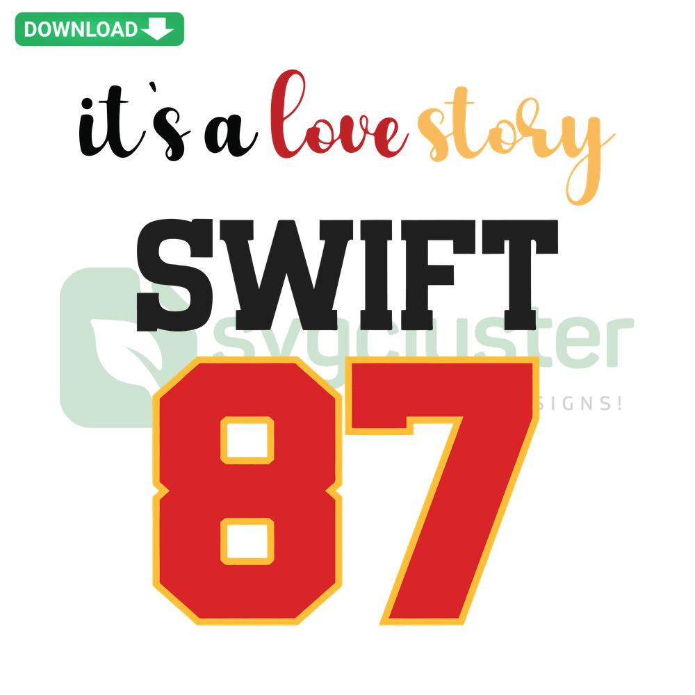 Retro Football Swift 87 Love Story SVG, Cricut Design for vintage crafts, personalized sports gift files, cutting machine ready.