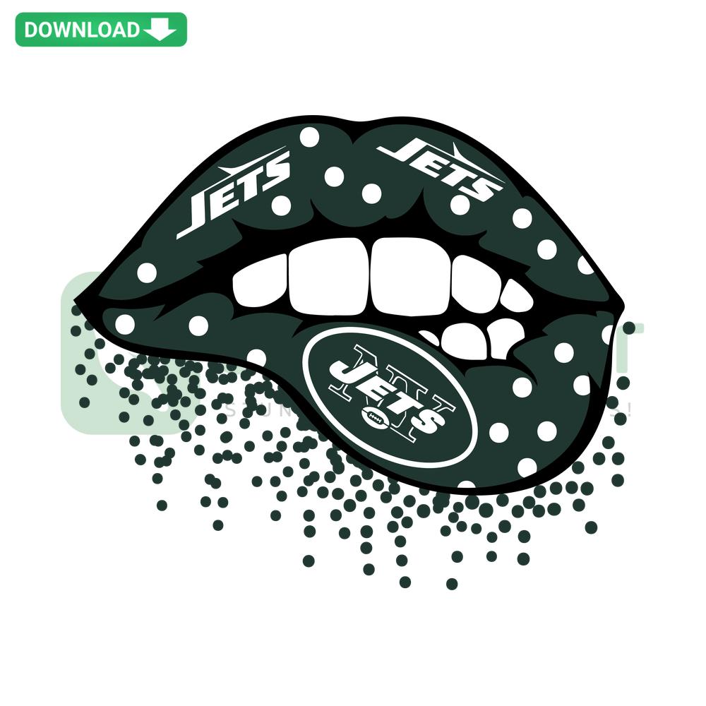 New York Jets Inspired Lips SVG, green lips with white Jets logo outline, perfect for wall art, Cricut projects, and crafts.