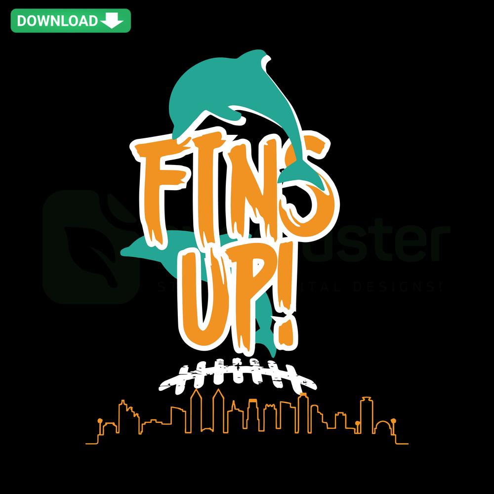 Miami Dolphins Fins Up Football SVG, digital crafting design, vibrant sports art, SVG download for crafting enthusiasts.