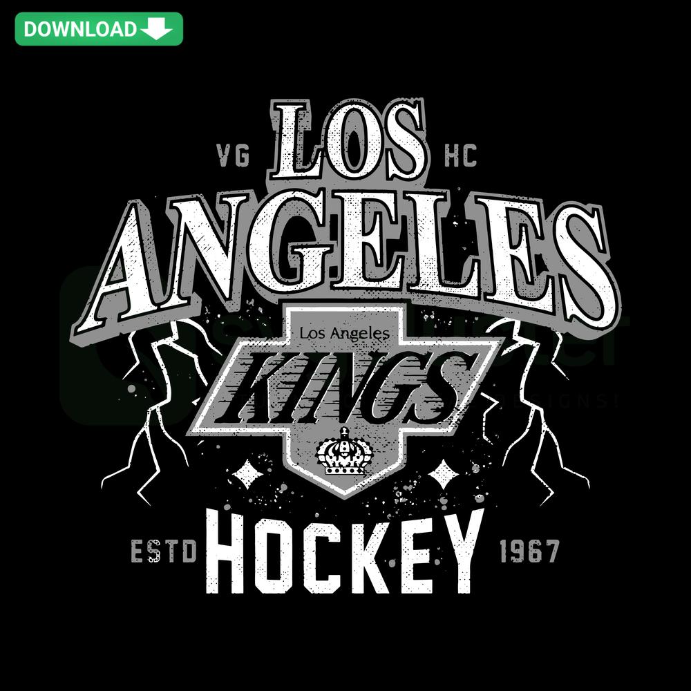 Los Angeles Kings NHL SVG with lightning design, ideal for Cricut projects. Digital download for hockey fans.