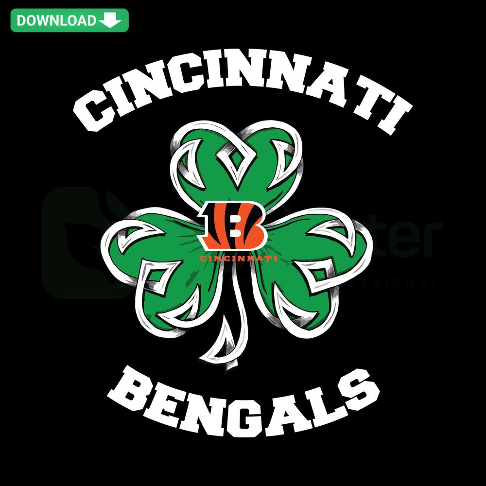 Cincinnati Bengals Shamrock Football SVG, St Patrick's Day Craft Patterns, Unique Bengals Design, Festive DIY SVG