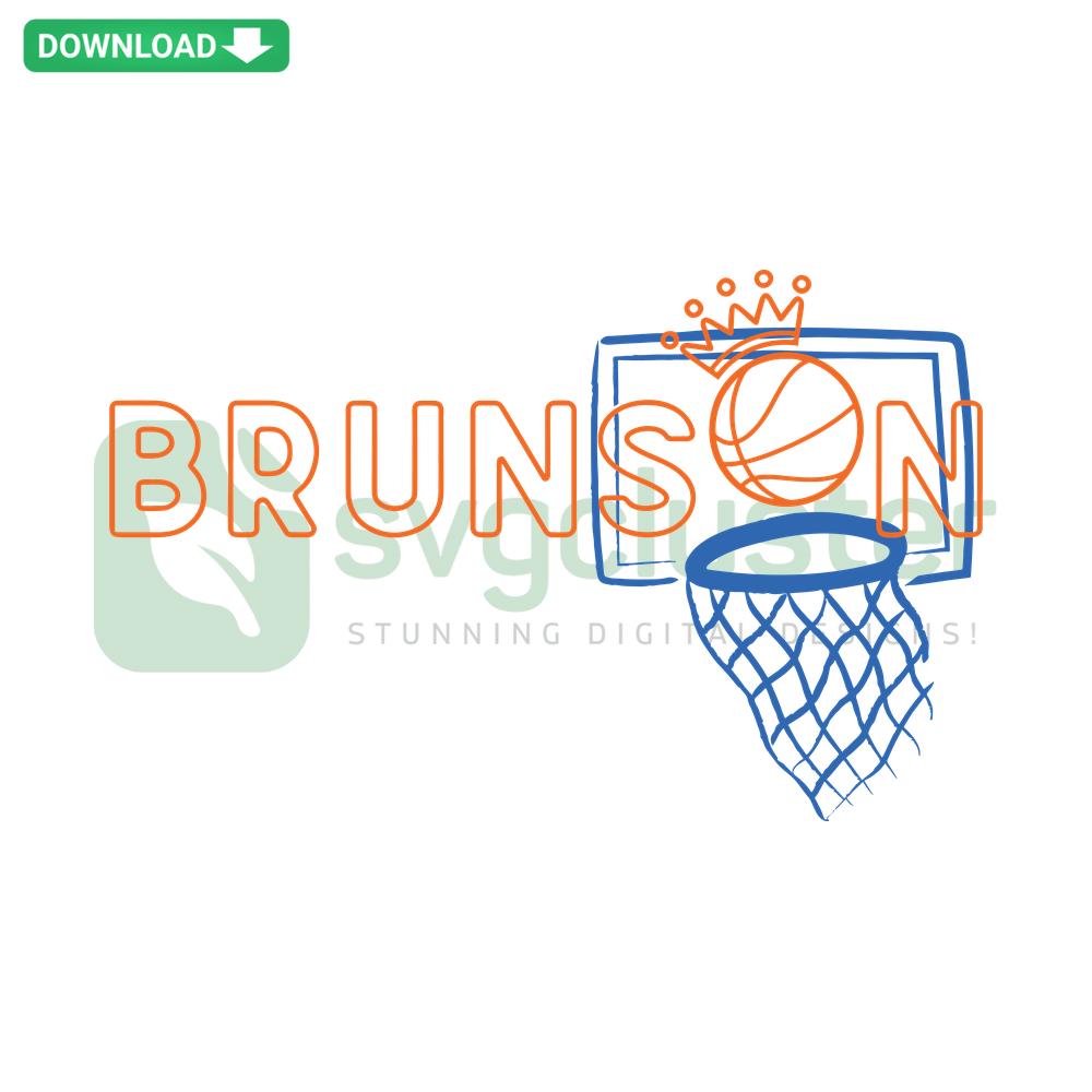 Brunson Basketball Net New York Knicks SVG, Custom Download: Features bold Knicks logo, player number, and net design in vector format.