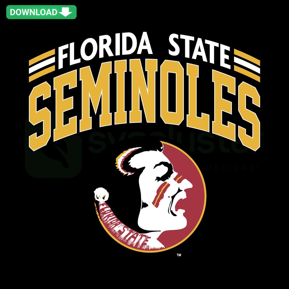 90s Florida State Seminoles logo SVG design, vintage vector download, bold FSU emblem, retro sports icon, digital graphic.